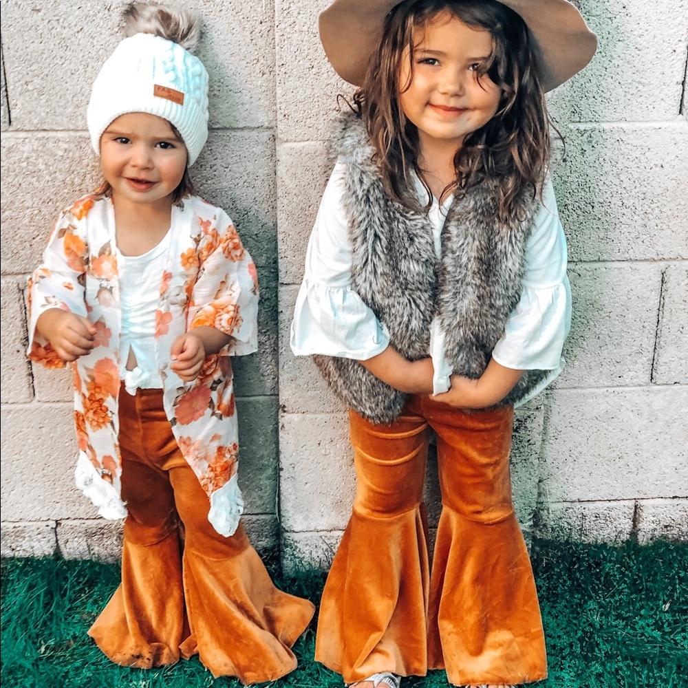 Velour Bell bottom flare toddler pants